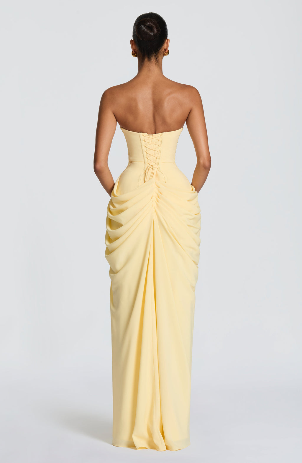 Elodie Sculpted Strapless Corset Maxi Dress with Split