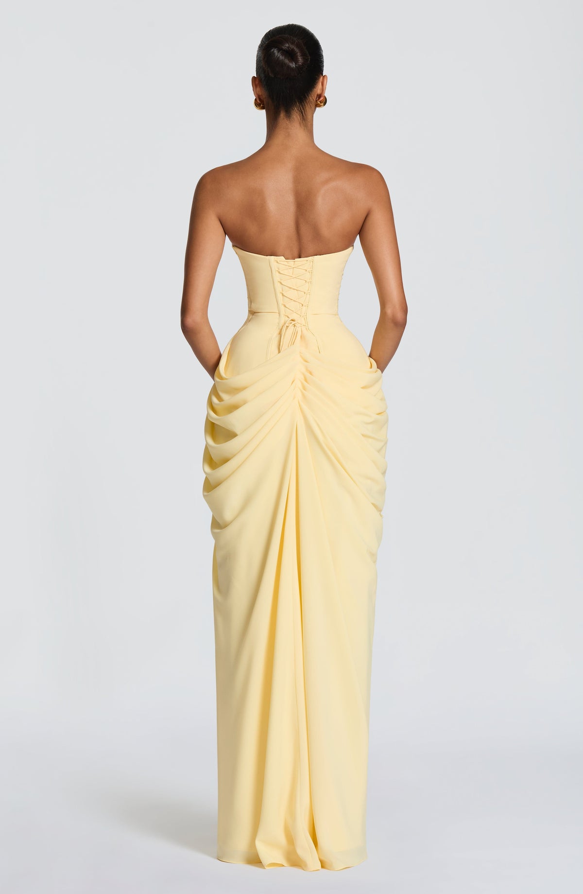Elodie Sculpted Strapless Corset Maxi Dress with Split