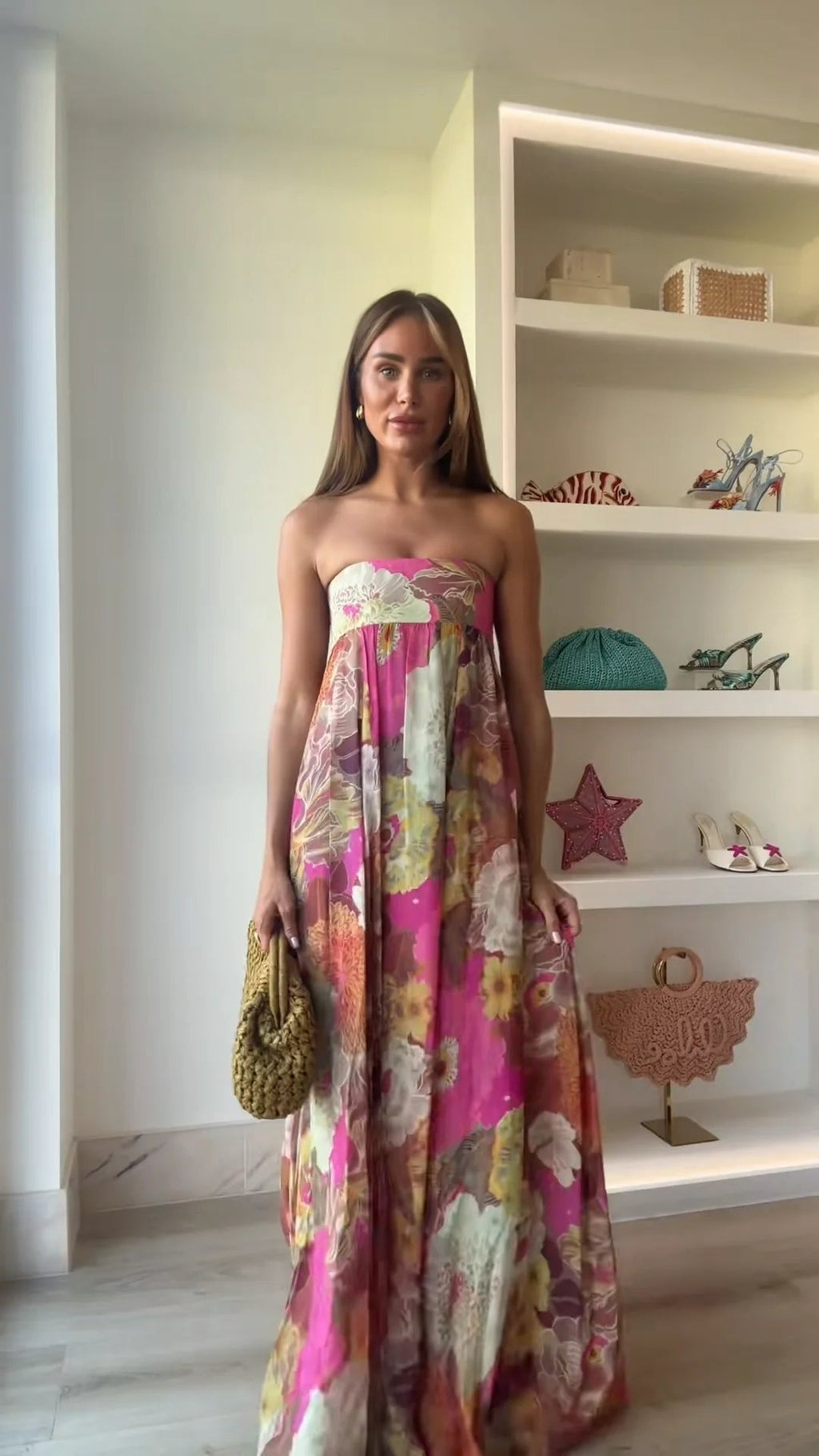 Freya Romantic Strapless Floral Maxi Dress