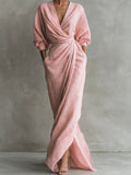 Celia Effortless Wrap Maxi Dress with 3/4 Sleeves